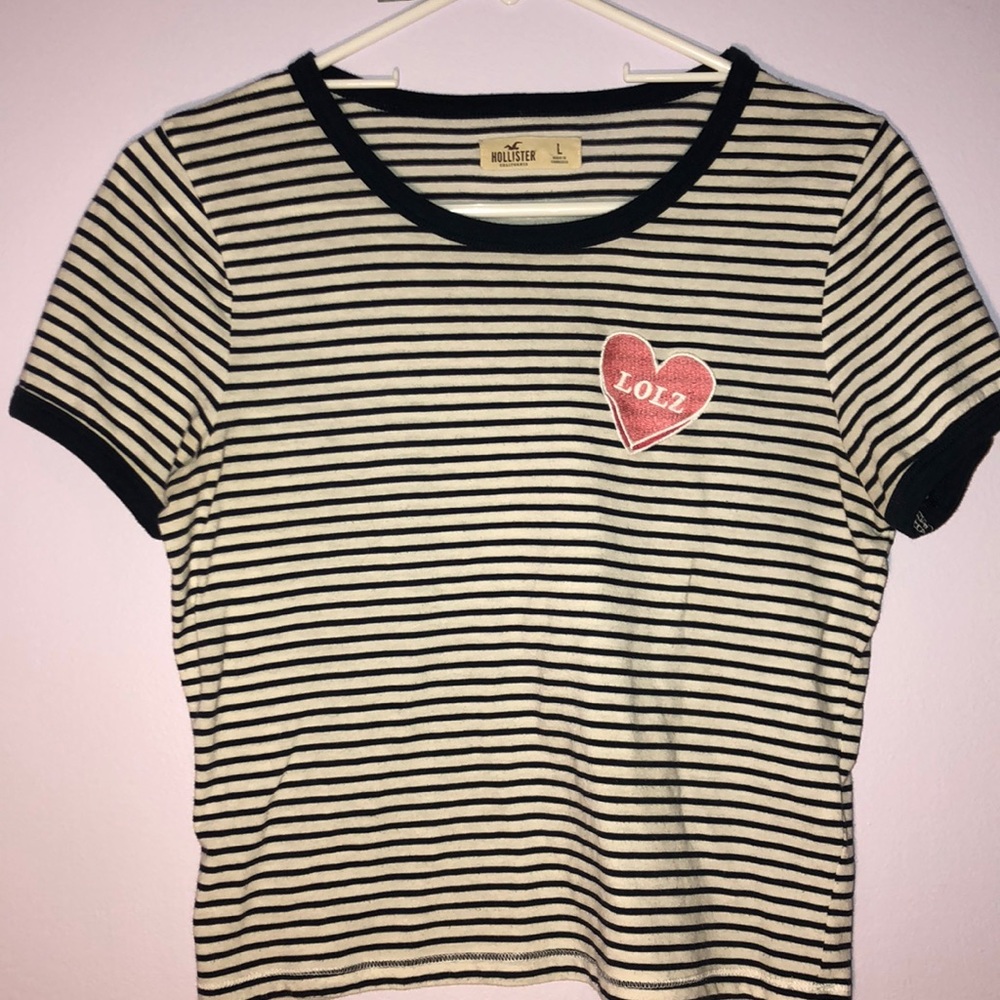 Hollister Cropped “LOLZ” Patched Tee Shirt